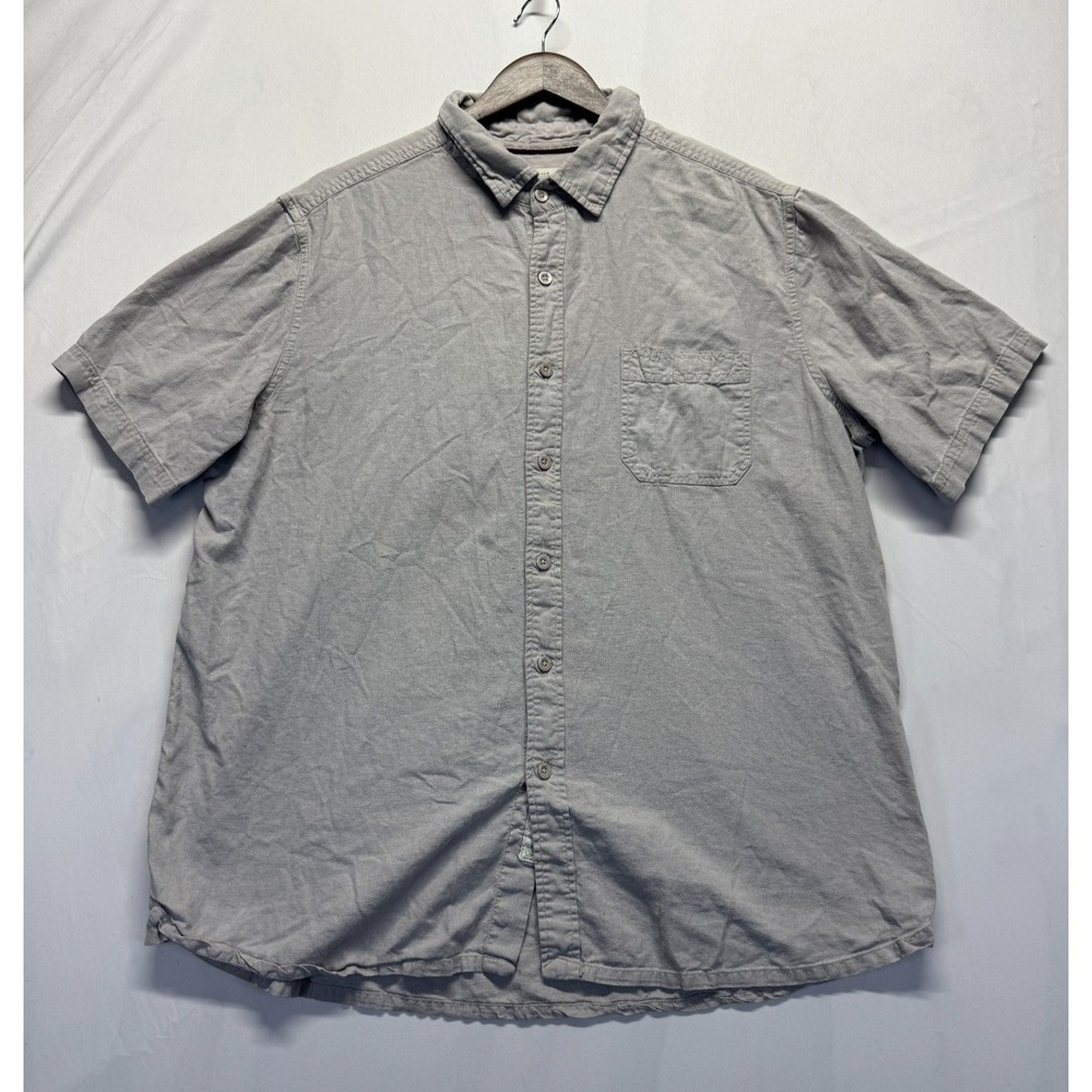 Braintree Casual Shirt Mens 2XL Beige Hemp Sustainable Short‎ Sleeve Button Up